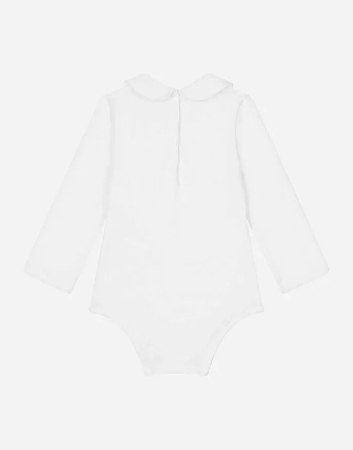Dolce and Gabbana Gift Sets And Babygrows Children Longsleeved Babygrow With Embroidered Collar White Dolce and Gabbana Gift Sets And Babygrows Children Longsleeved Babygrow With Embroidered Collar White