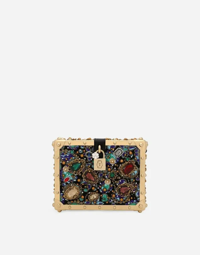 Dolce and Gabbana Handbags Women Jacquard Dolce Box Bag With Embroidery Multicolor Dolce and Gabbana Handbags Women Jacquard Dolce Box Bag With Embroidery Multicolor