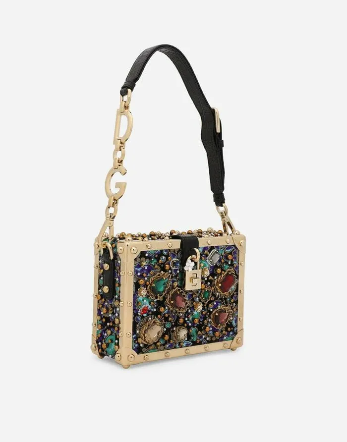 Dolce and Gabbana Handbags Women Jacquard Dolce Box Bag With Embroidery Multicolor Dolce and Gabbana Handbags Women Jacquard Dolce Box Bag With Embroidery Multicolor