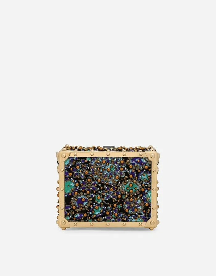 Dolce and Gabbana Handbags Women Jacquard Dolce Box Bag With Embroidery Multicolor Dolce and Gabbana Handbags Women Jacquard Dolce Box Bag With Embroidery Multicolor