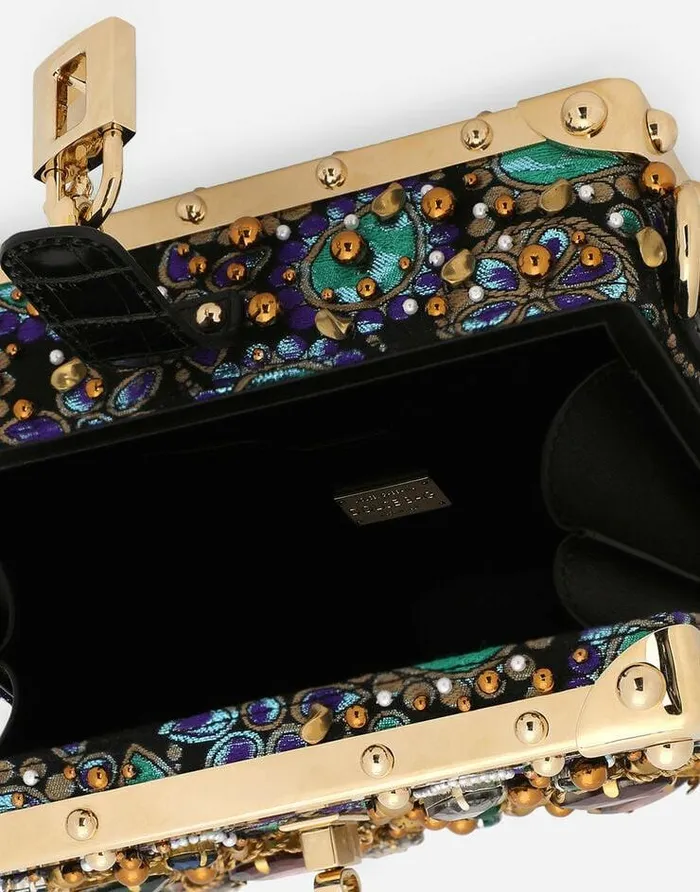 Dolce and Gabbana Handbags Women Jacquard Dolce Box Bag With Embroidery Multicolor Dolce and Gabbana Handbags Women Jacquard Dolce Box Bag With Embroidery Multicolor