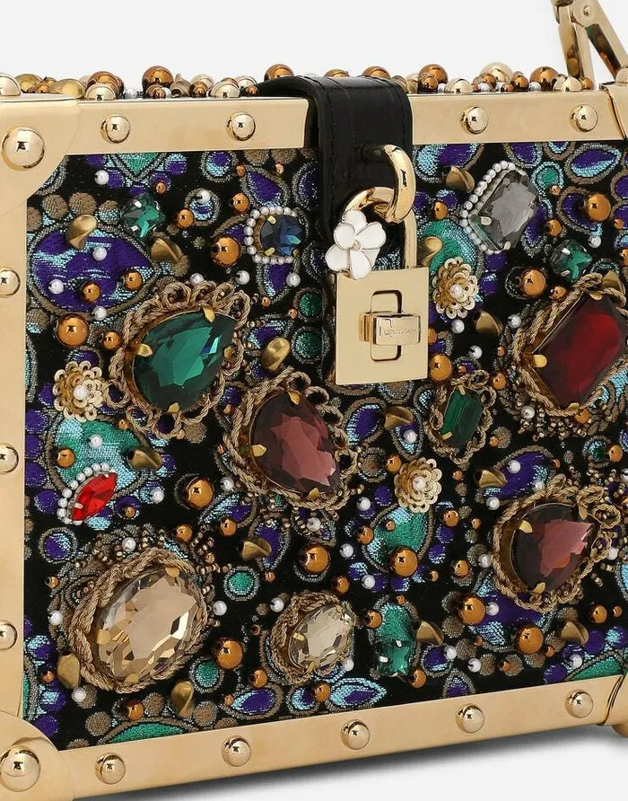 Dolce and Gabbana Handbags Women Jacquard Dolce Box Bag With Embroidery Multicolor Dolce and Gabbana Handbags Women Jacquard Dolce Box Bag With Embroidery Multicolor