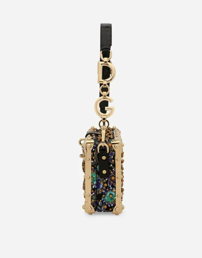 Dolce and Gabbana Handbags Women Jacquard Dolce Box Bag With Embroidery Multicolor Dolce and Gabbana Handbags Women Jacquard Dolce Box Bag With Embroidery Multicolor