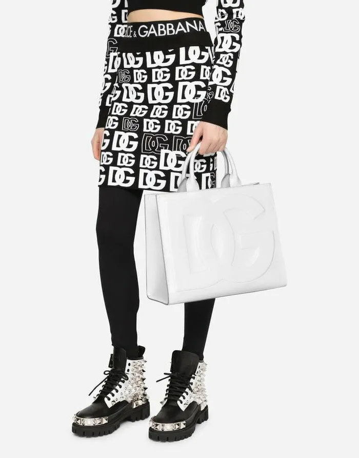 Dolce and Gabbana Handbags Women Medium Calfskin DG Daily Shopper White Dolce and Gabbana Handbags Women Medium Calfskin DG Daily Shopper White
