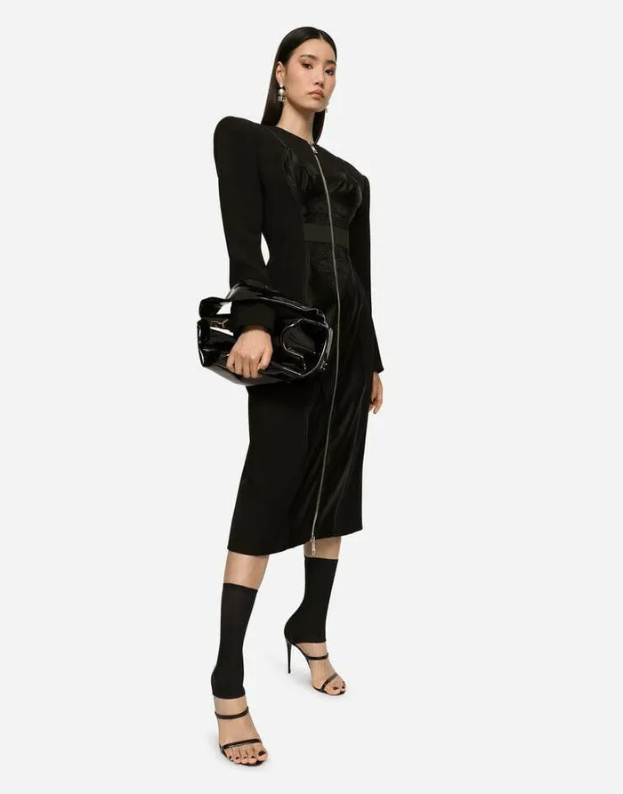 Dolce and Gabbana Handbags Women Patent Leather Soft Bag With Branded Tag Black Dolce and Gabbana Handbags Women Patent Leather Soft Bag With Branded Tag Black