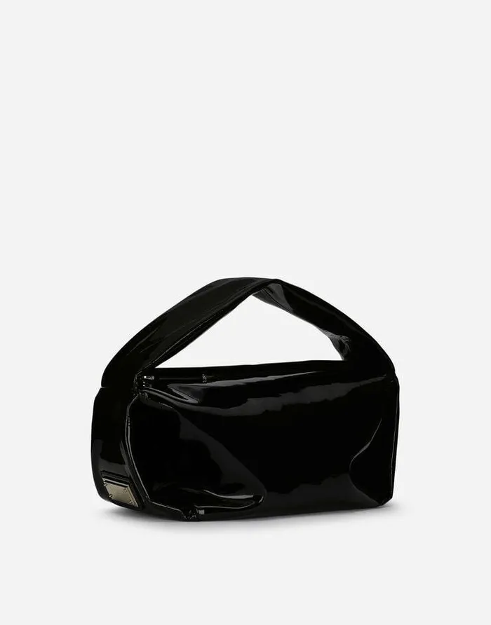 Dolce and Gabbana Handbags Women Patent Leather Soft Bag With Branded Tag Black Dolce and Gabbana Handbags Women Patent Leather Soft Bag With Branded Tag Black