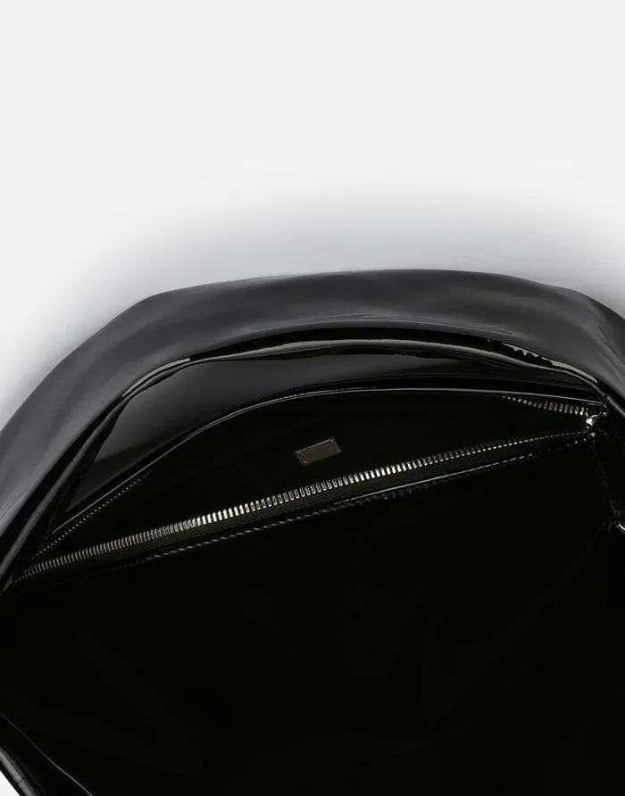 Dolce and Gabbana Handbags Women Patent Leather Soft Bag With Branded Tag Black Dolce and Gabbana Handbags Women Patent Leather Soft Bag With Branded Tag Black