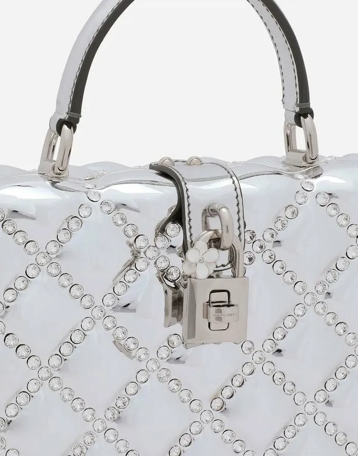 Dolce and Gabbana Handbags Women Resin Dolce Box Bag With Rhinestones Silver Dolce and Gabbana Handbags Women Resin Dolce Box Bag With Rhinestones Silver