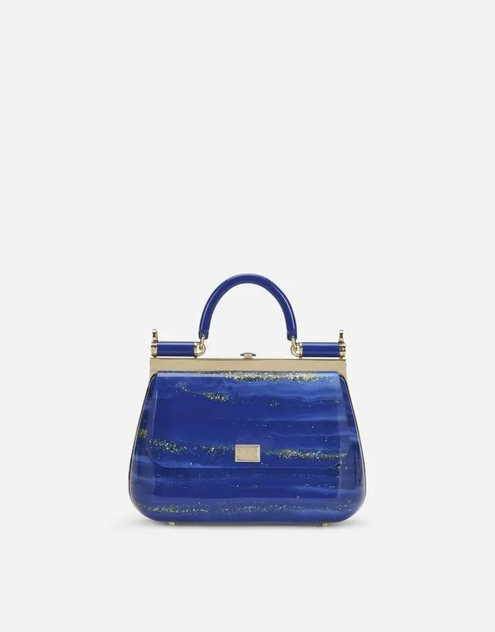 Dolce and Gabbana Handbags Women Sicily Box Bag In Acrylic Glass Blue