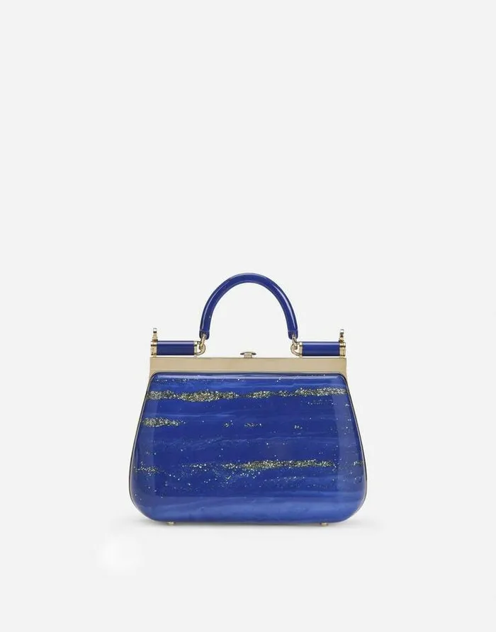 Dolce and Gabbana Handbags Women Sicily Box Bag In Acrylic Glass Blue Dolce and Gabbana Handbags Women Sicily Box Bag In Acrylic Glass Blue
