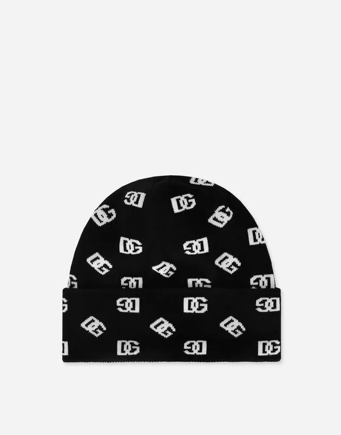 Dolce and Gabbana Hats And Gloves Men Jacquard Knit Hat With DG Monogram Multicolor Dolce and Gabbana Hats And Gloves Men Jacquard Knit Hat With DG Monogram Multicolor