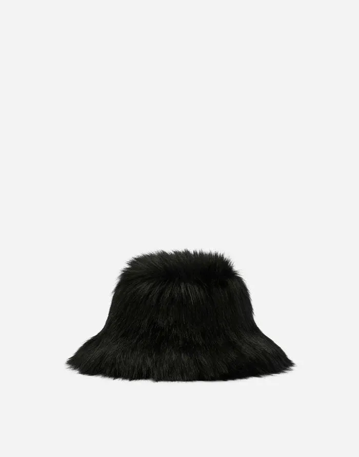 Dolce and Gabbana Hats And Gloves Women Faux Fur Hat Black