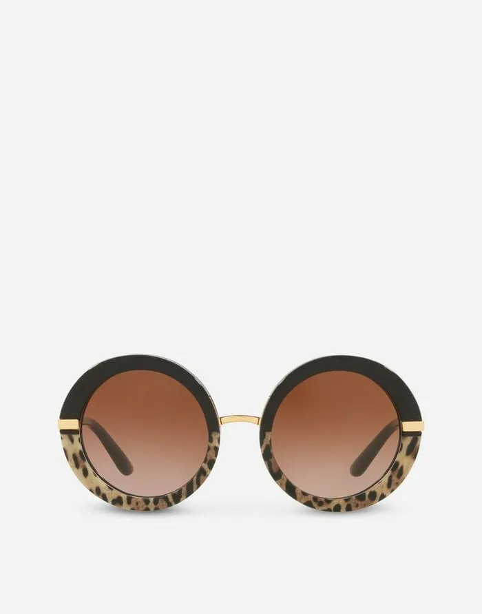Dolce and Gabbana Icons Women Half Print Sunglasses Leo Print