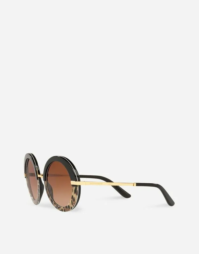 Dolce and Gabbana Icons Women Half Print Sunglasses Leo Print Dolce and Gabbana Icons Women Half Print Sunglasses Leo Print