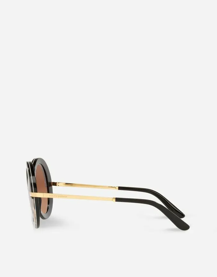 Dolce and Gabbana Icons Women Half Print Sunglasses Leo Print Dolce and Gabbana Icons Women Half Print Sunglasses Leo Print