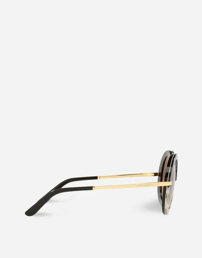 Dolce and Gabbana Icons Women Half Print Sunglasses Leo Print Dolce and Gabbana Icons Women Half Print Sunglasses Leo Print
