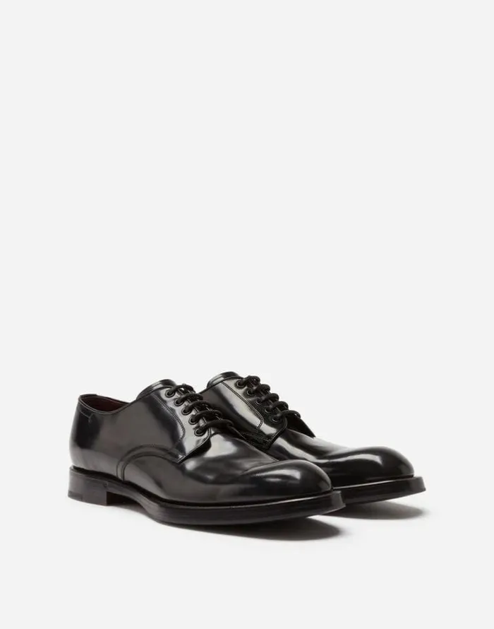 Dolce and Gabbana LaceUps Men Brushed Calfskin Derby Shoes Black Dolce and Gabbana LaceUps Men Brushed Calfskin Derby Shoes Black