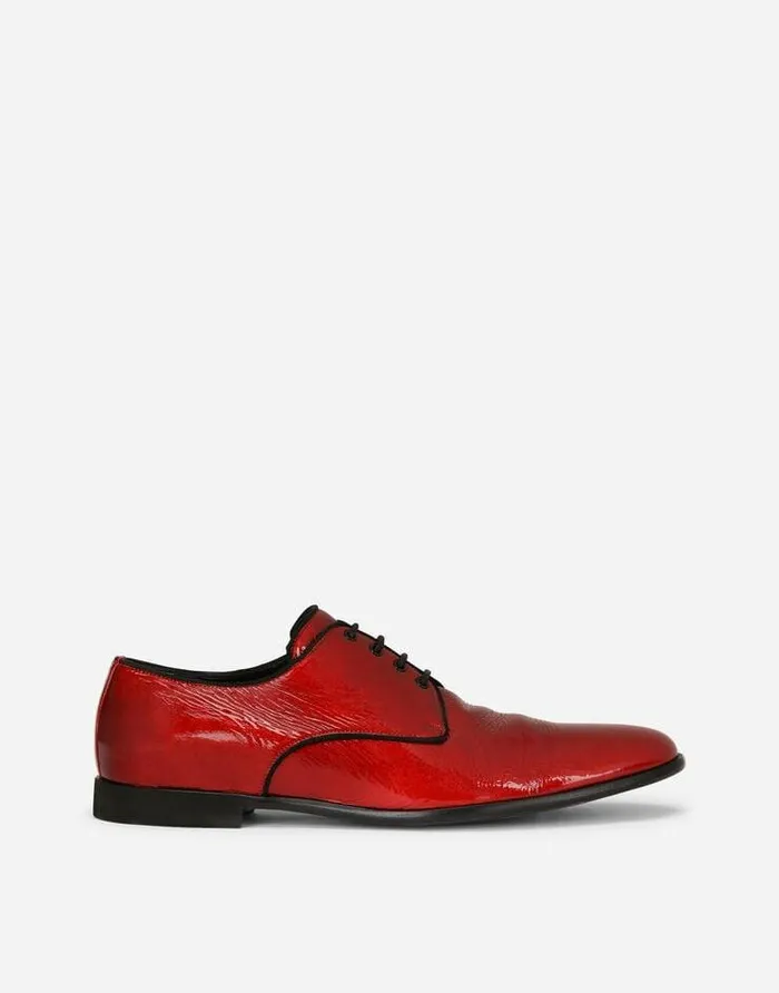 Dolce and Gabbana LaceUps Men Naplack Raffaello Derby Shoes Red