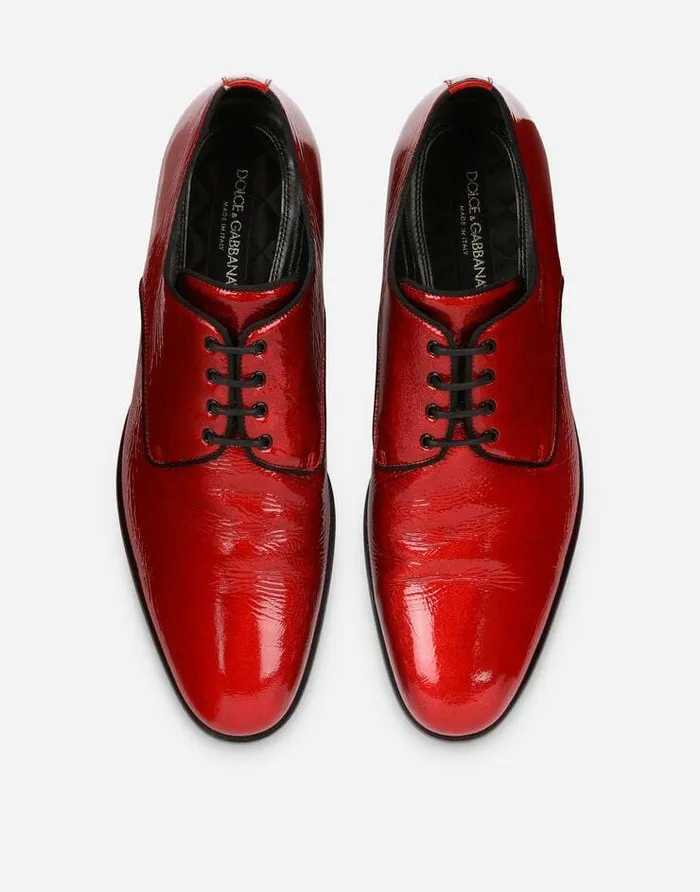 Dolce and Gabbana LaceUps Men Naplack Raffaello Derby Shoes Red