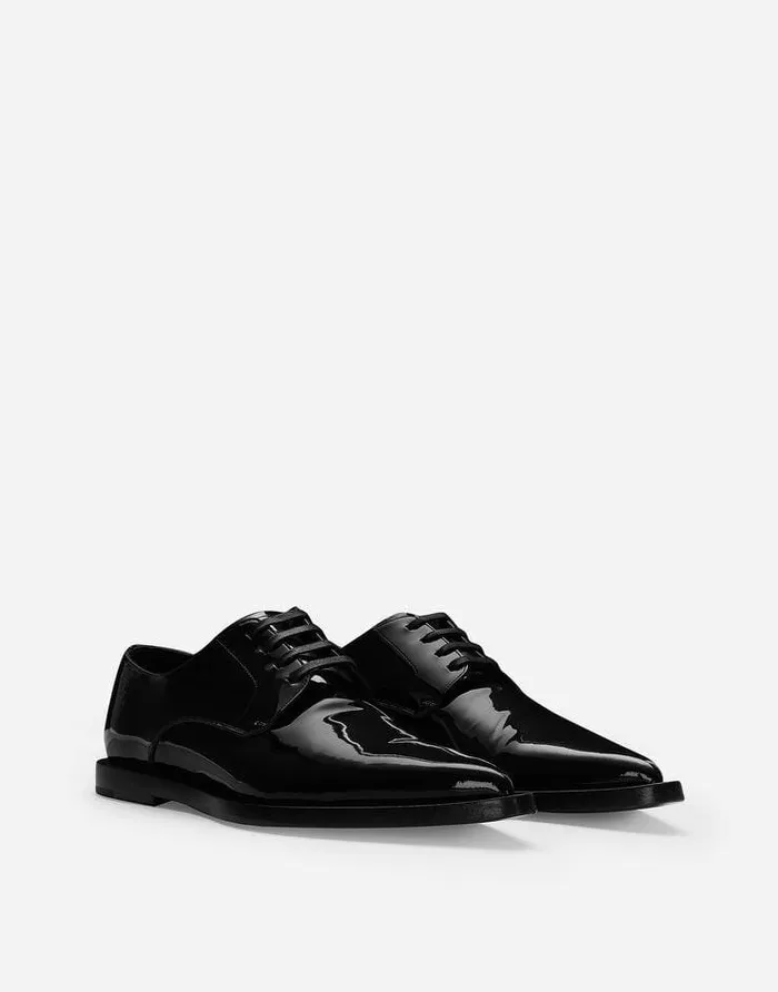 Dolce and Gabbana LaceUps Men Patent Leather Derby Shoes Black Dolce and Gabbana LaceUps Men Patent Leather Derby Shoes Black