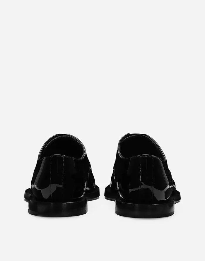 Dolce and Gabbana LaceUps Men Patent Leather Derby Shoes Black Dolce and Gabbana LaceUps Men Patent Leather Derby Shoes Black