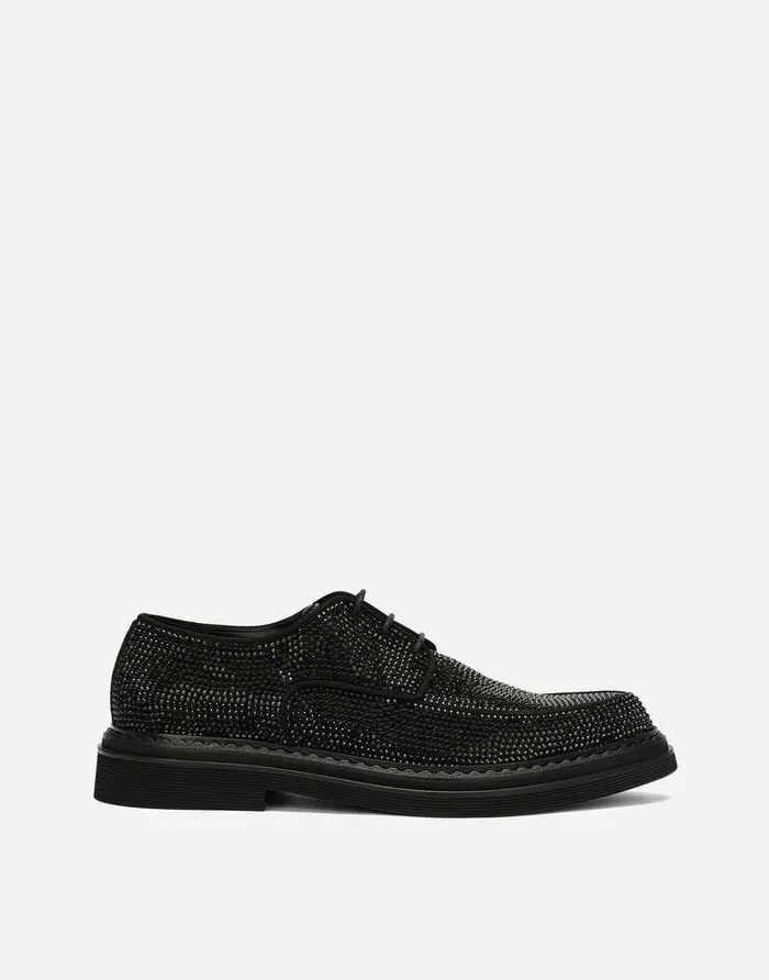 Dolce and Gabbana LaceUps Men Suede Derby Shoes With Fusible Rhinestone Detailing Multicolor Dolce and Gabbana LaceUps Men Suede Derby Shoes With Fusible Rhinestone Detailing Multicolor