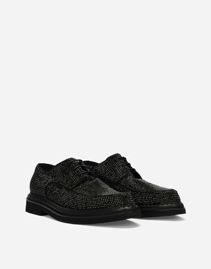 Dolce and Gabbana LaceUps Men Suede Derby Shoes With Fusible Rhinestone Detailing Multicolor Dolce and Gabbana LaceUps Men Suede Derby Shoes With Fusible Rhinestone Detailing Multicolor