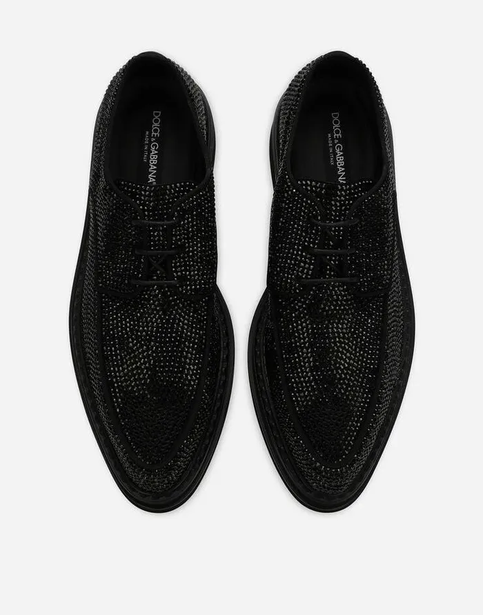 Dolce and Gabbana LaceUps Men Suede Derby Shoes With Fusible Rhinestone Detailing Multicolor Dolce and Gabbana LaceUps Men Suede Derby Shoes With Fusible Rhinestone Detailing Multicolor
