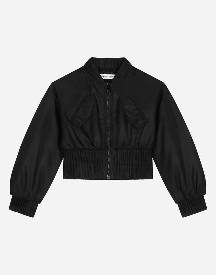 Dolce and Gabbana Mini Me Girl Children Satin Bomber Jacket With Tag Black