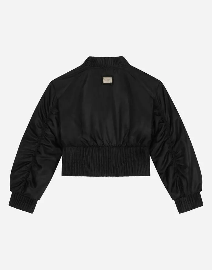 Dolce and Gabbana Mini Me Girl Children Satin Bomber Jacket With Tag Black Dolce and Gabbana Mini Me Girl Children Satin Bomber Jacket With Tag Black