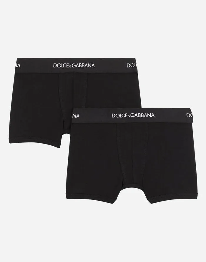 Dolce and Gabbana Nightwear and Underwear Children Boxer Twopack With Branded Elastic Black Dolce and Gabbana Nightwear and Underwear Children Boxer Twopack With Branded Elastic Black
