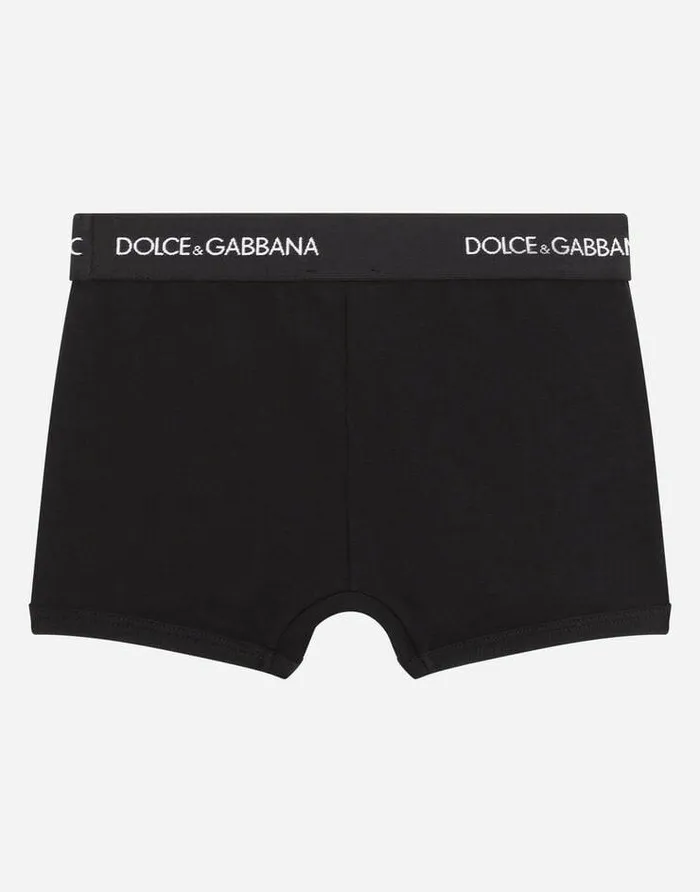 Dolce and Gabbana Nightwear and Underwear Children Boxer Twopack With Branded Elastic Black Dolce and Gabbana Nightwear and Underwear Children Boxer Twopack With Branded Elastic Black