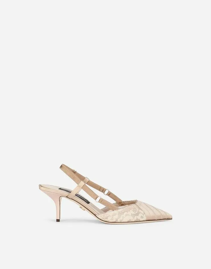 Dolce and Gabbana Pumps And Slingback Women Corsetstyle Satin Slingbacks Beige Dolce and Gabbana Pumps And Slingback Women Corsetstyle Satin Slingbacks Beige