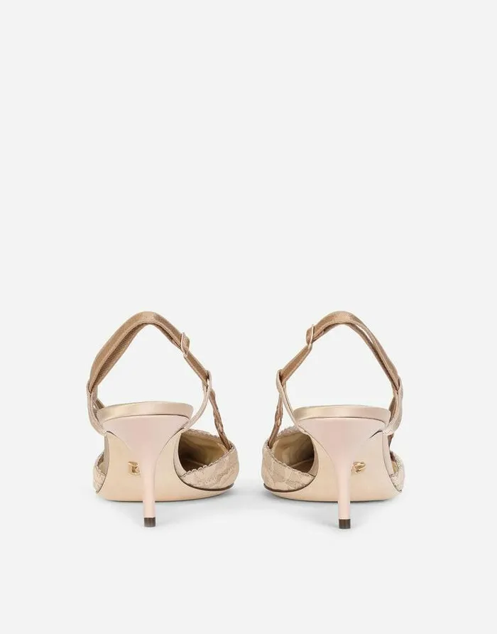 Dolce and Gabbana Pumps And Slingback Women Corsetstyle Satin Slingbacks Beige Dolce and Gabbana Pumps And Slingback Women Corsetstyle Satin Slingbacks Beige