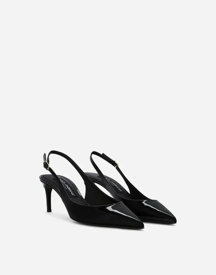 Dolce and Gabbana Pumps And Slingback Women Patent Leather Cardinale Slingbacks Black Dolce and Gabbana Pumps And Slingback Women Patent Leather Cardinale Slingbacks Black