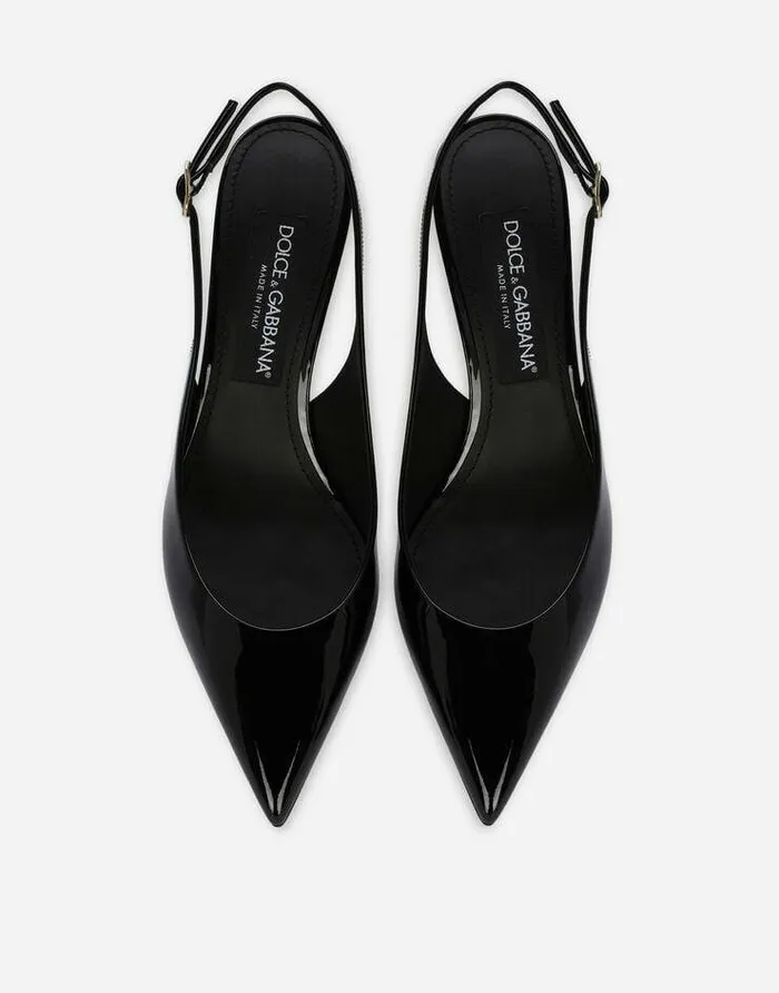 Dolce and Gabbana Pumps And Slingback Women Patent Leather Cardinale Slingbacks Black Dolce and Gabbana Pumps And Slingback Women Patent Leather Cardinale Slingbacks Black
