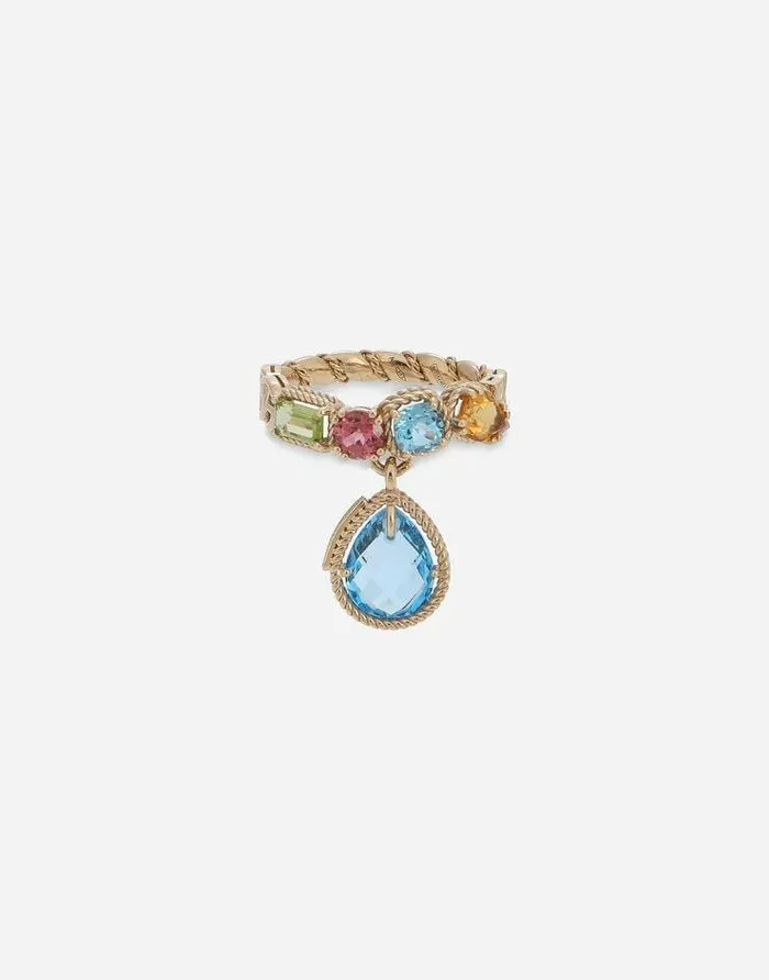 Dolce and Gabbana Rings Women 18 Kt Yellow Gold Ring With Multicolor Fine Gemstones Yellow Gold Dolce and Gabbana Rings Women 18 Kt Yellow Gold Ring With Multicolor Fine Gemstones Yellow Gold