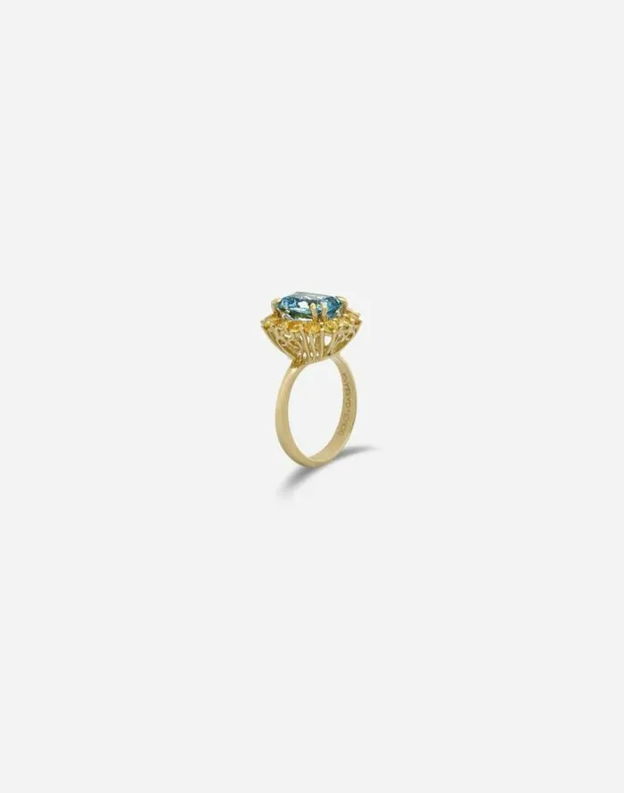 Dolce and Gabbana Rings Women Heritage Ring In Yellow Gold Acquamarine And Yellow Sapphires Gold Dolce and Gabbana Rings Women Heritage Ring In Yellow Gold Acquamarine And Yellow Sapphires Gold