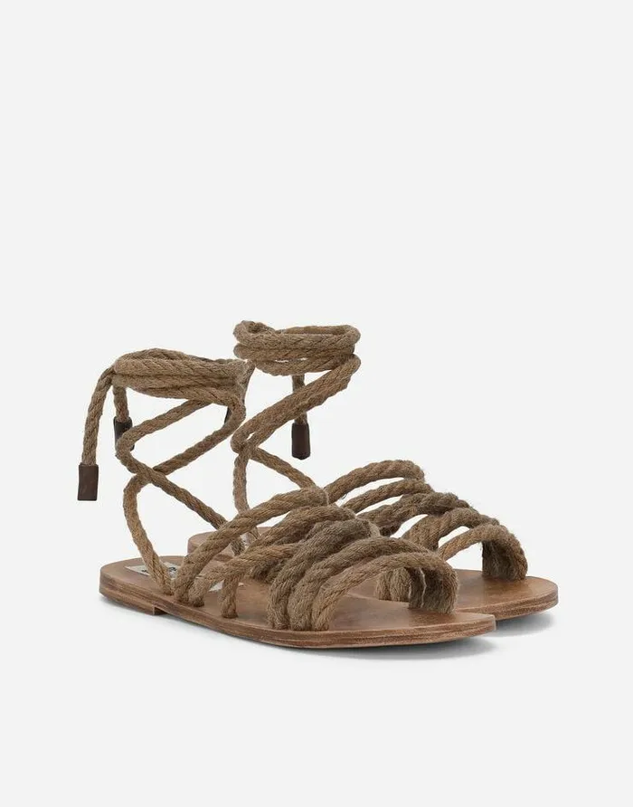 Dolce and Gabbana Sandals And Slides Men Cord Sandals Beige Dolce and Gabbana Sandals And Slides Men Cord Sandals Beige