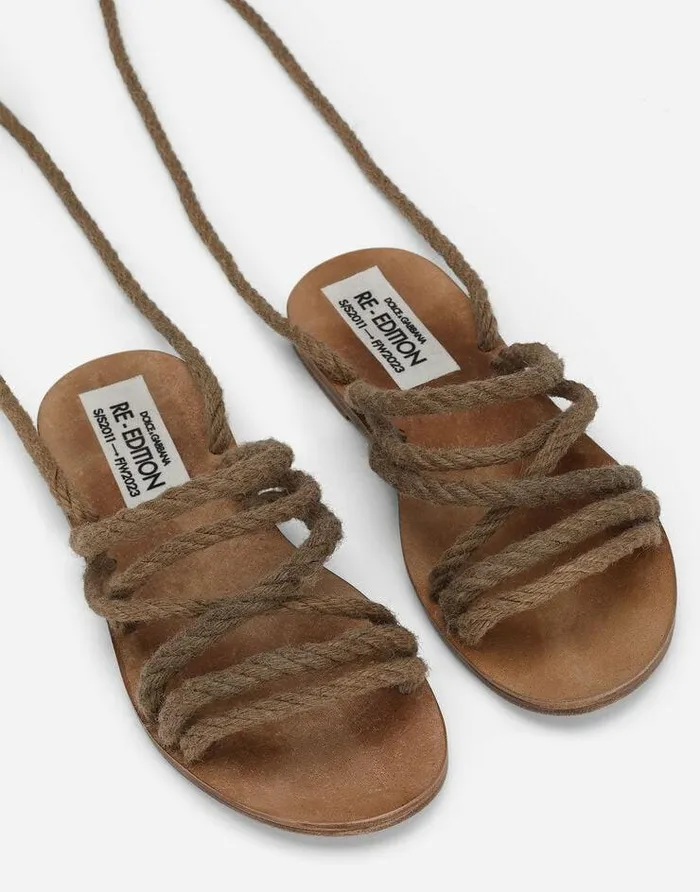 Dolce and Gabbana Sandals And Slides Men Cord Sandals Beige Dolce and Gabbana Sandals And Slides Men Cord Sandals Beige