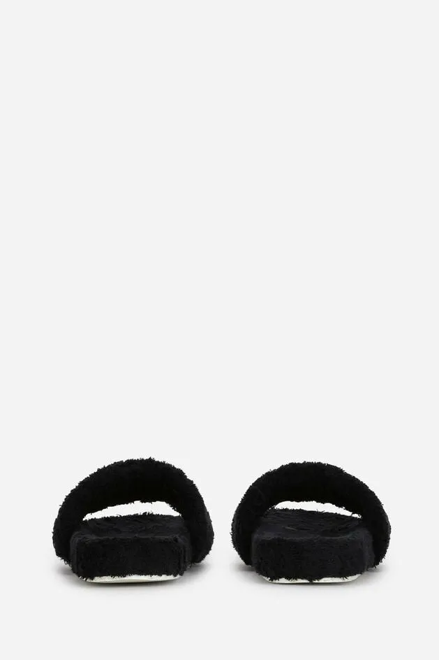Dolce and Gabbana Sandals And Slides Men Terrycloth Sliders With Logo Tag Black Dolce and Gabbana Sandals And Slides Men Terrycloth Sliders With Logo Tag Black