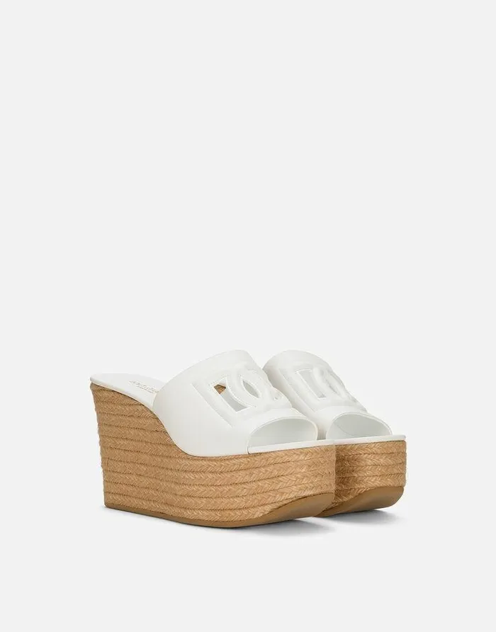 Dolce and Gabbana Sandals And Wedges Women Calfskin Wedge White Dolce and Gabbana Sandals And Wedges Women Calfskin Wedge White