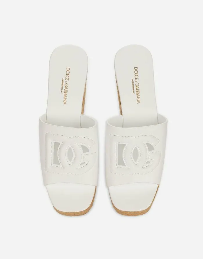 Dolce and Gabbana Sandals And Wedges Women Calfskin Wedge White Dolce and Gabbana Sandals And Wedges Women Calfskin Wedge White