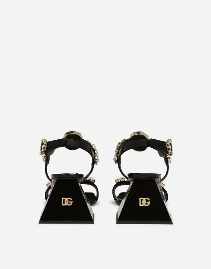 Dolce and Gabbana Sandals And Wedges Women Polished Calfskin Sandals With Crystals Multicolor Dolce and Gabbana Sandals And Wedges Women Polished Calfskin Sandals With Crystals Multicolor