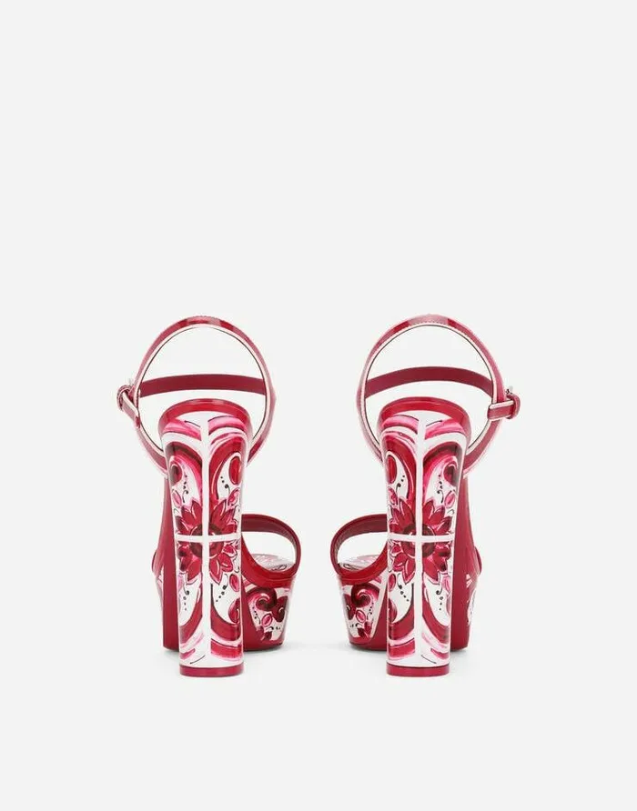 Dolce and Gabbana Sandals And Wedges Women Printed Polished Calfskin Platform Sandals Multicolor Dolce and Gabbana Sandals And Wedges Women Printed Polished Calfskin Platform Sandals Multicolor