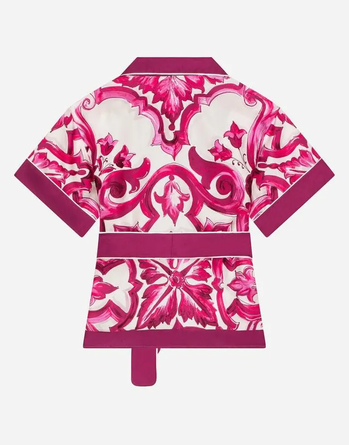 Dolce and Gabbana Shirts And Tops Children Majolicaprint Twill Shirt Multicolor Dolce and Gabbana Shirts And Tops Children Majolicaprint Twill Shirt Multicolor