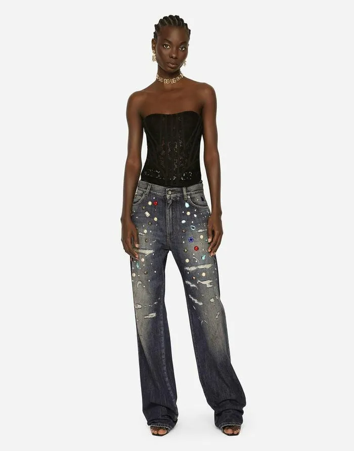 Dolce and Gabbana Shirts And Tops Women Lace Bustier With Laces And Eyelets Black Dolce and Gabbana Shirts And Tops Women Lace Bustier With Laces And Eyelets Black