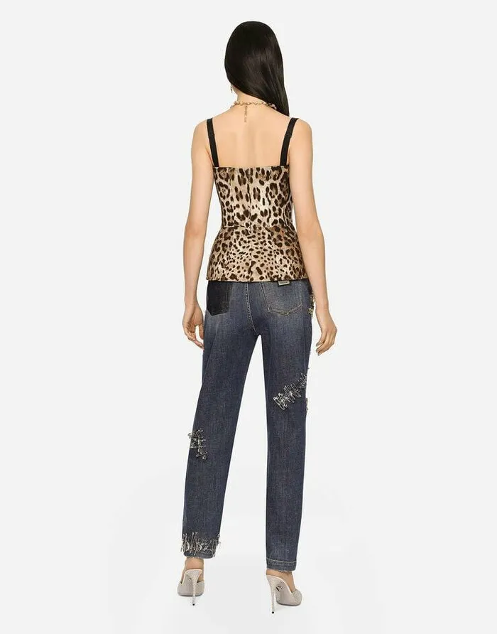 Dolce and Gabbana Shirts And Tops Women Leopardprint Drill Shaper Corset With Laces Animal Print Dolce and Gabbana Shirts And Tops Women Leopardprint Drill Shaper Corset With Laces Animal Print
