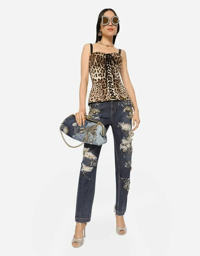 Dolce and Gabbana Shirts And Tops Women Leopardprint Drill Shaper Corset With Laces Animal Print Dolce and Gabbana Shirts And Tops Women Leopardprint Drill Shaper Corset With Laces Animal Print