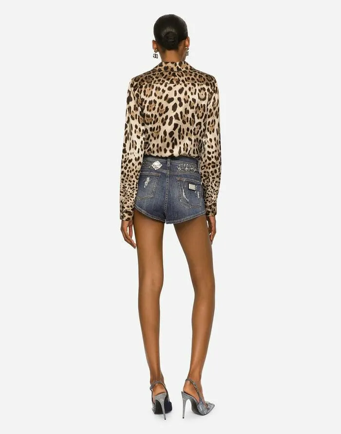Dolce and Gabbana Shirts And Tops Women Leopardprint Satin Shirt Animal Print Dolce and Gabbana Shirts And Tops Women Leopardprint Satin Shirt Animal Print